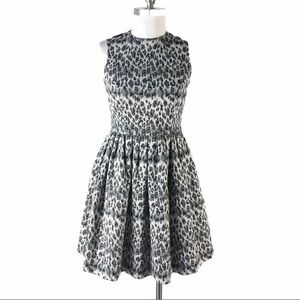 Taylor Black and White Leopard Print Fit and Flare Dress Size 8 Mobwife Glam